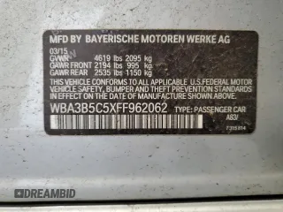 2015 BMW 3 Series 328i xDrive with VIN WBA3B5C5XFF962062, listed as a Copart auction lot 53622495 with 61,575 mi miles and Salvage Title. Bid and sale history available at carsss.com. Image 13.