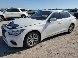 2021 Infiniti Q50 Pure with VIN JN1EV7AP6MM701378, listed as a Copart auction lot 52133875 with 87,293 mi miles and Salvage Title. Bid and sale history available at DreamBid. Image 1.