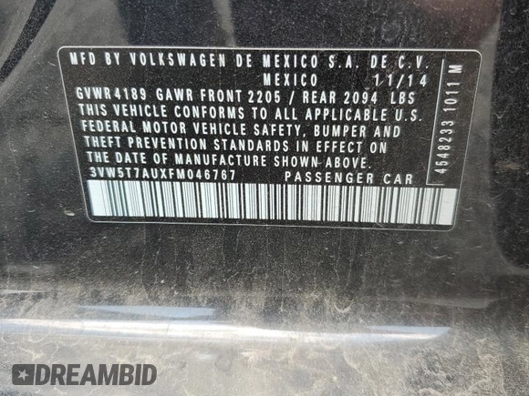 2015 Volkswagen Golf GTI S with VIN 3VW5T7AUXFM046767, listed as a Copart auction lot 68550004 with 131,022 mi miles and Salvage Title. Bid and sale history available at carsss.com. Image 13.