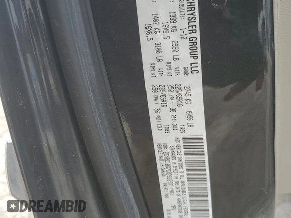 2012 Chrysler Town & Country Touring with VIN 2C4RC1BG7CR259237, listed as a Copart auction lot 50774125 with 164,509 mi miles and Salvage Title. Bid and sale history available at DreamBid. Image 13.