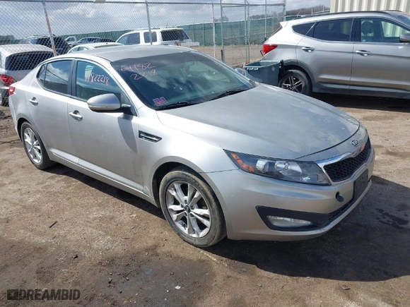 2011 Kia Optima EX with VIN KNAGN4A70B5076758, listed as a IAAI auction lot 41822218 with 161,183 mi miles. Bid and sale history available at carsss.com. Image 1.