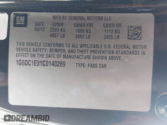2012 Cadillac CTS with VIN 1G6DC1E31C0140289, listed as a IAAI auction lot 42300201 with 143,970 mi miles and . Bid and sale history available at DreamBid. Image 9.