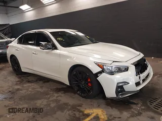 2020 Infiniti Q50 Red Sport 400 with VIN JN1FV7AR9LM660314, listed as a IAAI auction lot 42220029 with 65,779 mi miles and . Bid and sale history available at DreamBid. Image 1.