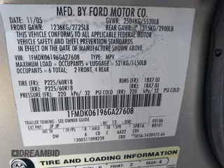 2006 Ford Freestyle Limited with VIN 1FMDK06196GA27608, listed as a IAAI auction lot 41698307 with 185,850 mi miles. Bid and sale history available at carsss.com. Image 9.
