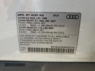 2024 Audi Q8 e-tron z VIN WA16AAGE9RB020144, wystawiony jako Copart lot #57145455 z przebiegiem 23 799 mil mil oraz Szkoda całkowita • Salvage title. Historia ofert i sprzedaży dostępna na DreamBid. Obrazek 14.