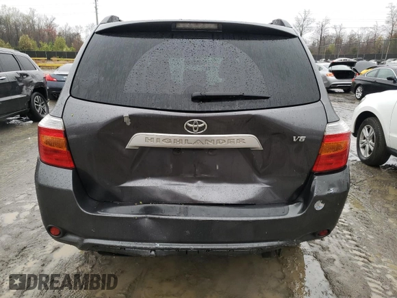 2008 Toyota Highlander with VIN JTEES41A682003835, listed as a Copart auction lot 49310574 with 161,122 mi miles and Salvage title. Bid and sale history available at DreamBid. Image 6.