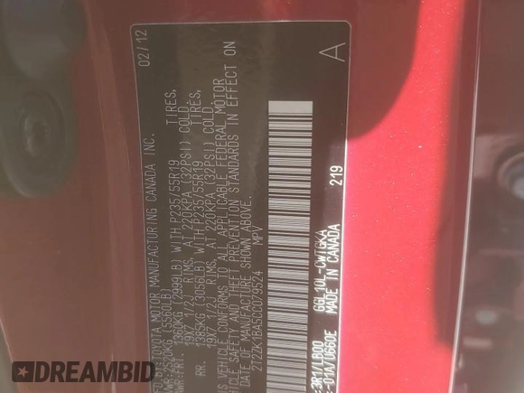 2012 Lexus RX 350 with VIN 2T2ZK1BA5CC079524, listed as a Copart auction lot 49630395 with 80,029 mi miles and Salvage Title. Bid and sale history available at DreamBid. Image 13.