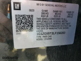 2020 Chevrolet Malibu RS with VIN 1G1ZG5ST2LF156283, listed as a Copart auction lot 52999535 with 92,460 mi miles and Clean Title. Bid and sale history available at carsss.com. Image 12.