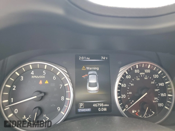 2018 Infiniti Q50 Luxe with VIN JN1EV7APXJM350096, listed as a Copart auction lot 59754334 with 46,798 mi miles and Salvage title. Bid and sale history available at DreamBid. Image 9.