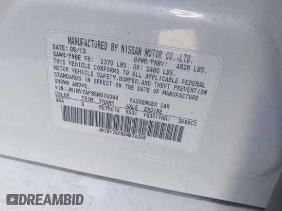 2014 Infiniti Q50 Premium with VIN JN1BV7AP8EM674009, listed as a IAAI auction lot 42598117 with 158,411 mi miles and . Bid and sale history available at DreamBid. Image 9.