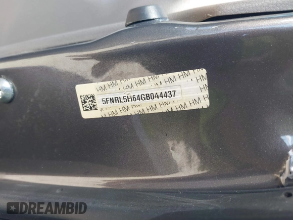 2016 Honda Odyssey EX-L with VIN 5FNRL5H64GB044437, listed as a IAAI auction lot 41868741 with Not Provided miles and . Bid and sale history available at carsss.com. Image 9.