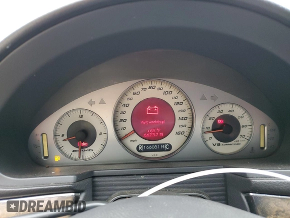 2004 Mercedes-Benz E 55 AMG with VIN WDBUF76J44A412106, listed as a Copart auction lot 54076525 with 166,081 mi miles and Clean Title. Bid and sale history available at DreamBid. Image 9.
