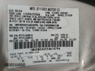 2005 Mercury Sable GS with VIN 1MEFM50U55A610796, listed as a Copart auction lot 76559784 with 75,102 mi miles and Salvage Title. Bid and sale history available at DreamBid. Image 15.