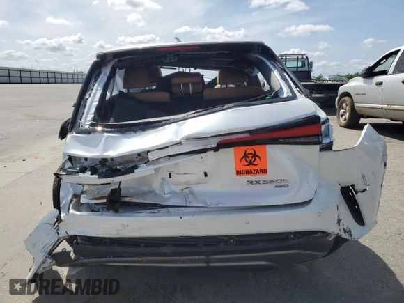 2023 Lexus RX 350h with VIN 2T2BBMCA6PC009683, listed as a Copart auction lot 50993235 with 21,001 mi miles and Salvage title. Bid and sale history available at DreamBid. Image 6.