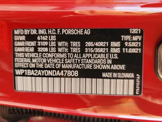 2022 Porsche Cayenne z VIN WP1BA2AY0NDA47808, wystawiony jako Copart lot #72619512 z przebiegiem 1 507 mil mil oraz . Historia ofert i sprzedaży dostępna na DreamBid. Obrazek 14.
