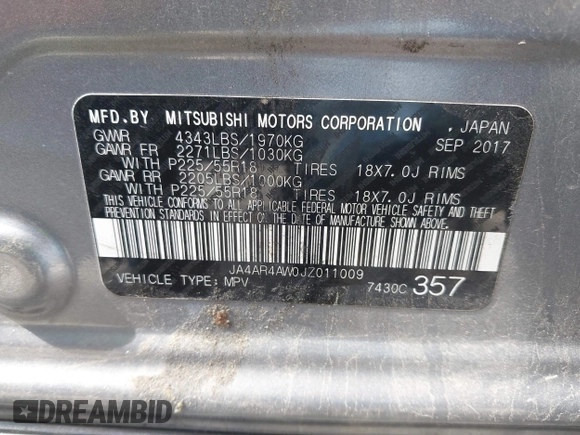 2018 Mitsubishi Outlander SEL z VIN JA4AR4AW0JZ011009, wystawiony jako IAAI lot #42026230 z przebiegiem 77 123 mil mil oraz . Historia ofert i sprzedaży dostępna na DreamBid. Obrazek 9.