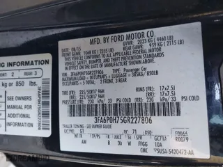 2016 Ford Fusion SE with VIN 3FA6P0H75GR227806, listed as a IAAI auction lot 41295153 with 153,894 mi miles. Bid and sale history available at carsss.com. Image 9.
