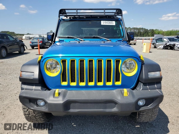 2021 Jeep Wrangler Unlimited Willys with VIN 1C4HJXDM5MW824651, listed as a Copart auction lot 51843605 with 51,647 mi miles and Salvage Title. Bid and sale history available at DreamBid. Image 5.