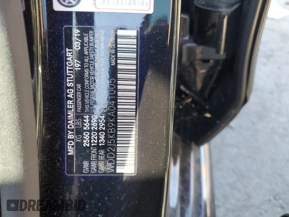 2019 Mercedes-Benz CLS with VIN WDD2J5KB9KA041005, listed as a Copart auction lot 69776784 with 0 mi miles and Salvage Title. Bid and sale history available at carsss.com. Image 12.