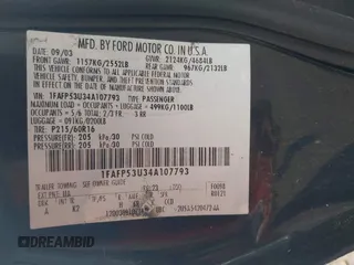 2004 Ford Taurus SE with VIN 1FAFP53U34A107793, listed as a IAAI auction lot 42190553 with 195,459 mi miles and . Bid and sale history available at DreamBid. Image 9.