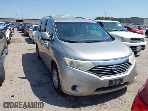 2012 Nissan Quest SL with VIN JN8AE2KP9C9043431, listed as a IAAI auction lot 41864134 with 186,514 mi miles. Bid and sale history available at carsss.com. Image 1.