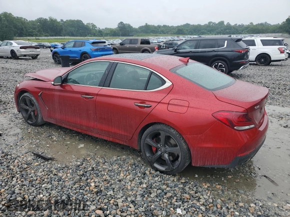 2019 Genesis G70 Dynamic with VIN KMTG34LE2KU021837, listed as a Copart auction lot 57754815 with 41,586 mi miles and Salvage title. Bid and sale history available at DreamBid. Image 2.