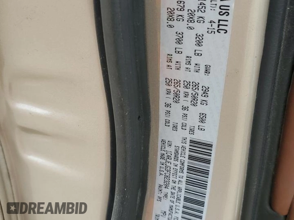 2015 Jeep Grand Cherokee Summit with VIN 1C4RJEJG3FC823204, listed as a Copart auction lot 53786125 with Not provided miles and Clean title. Bid and sale history available at DreamBid. Image 14.