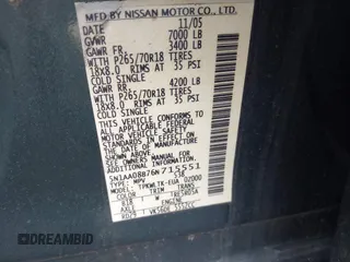 2006 Nissan Armada LE z VIN 5N1AA08B76N715551, wystawiony jako IAAI lot #42039846 z przebiegiem 177 840 mil mil oraz . Historia ofert i sprzedaży dostępna na DreamBid. Obrazek 9.