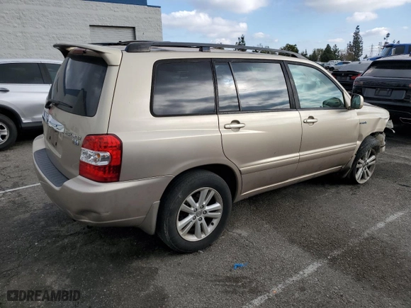 2007 Toyota Highlander Hybrid with VIN JTEHW21A270039781, listed as a Copart auction lot 43837025 with 156,538 mi miles and Salvage Title. Bid and sale history available at carsss.com. Image 3.
