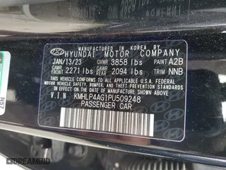 2023 Hyundai Elantra Limited with VIN KMHLP4AG1PU509248, listed as a Copart auction lot 46309385 with 63,165 mi miles and Salvage Title. Bid and sale history available at carsss.com. Image 12.