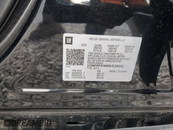 2021 Chevrolet Traverse LS with VIN 1GNERFKW6MJ134101, listed as a Copart auction lot 53267415 with 45,737 mi miles and Salvage Title. Bid and sale history available at carsss.com. Image 16.