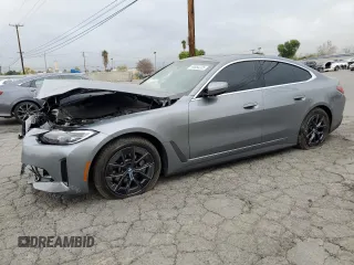 2024 BMW i4 eDrive35 with VIN WBY43AW07RFS38250, listed as a Copart auction lot 44953225 with 11,567 mi miles and Salvage Title. Bid and sale history available at carsss.com. Image 1.