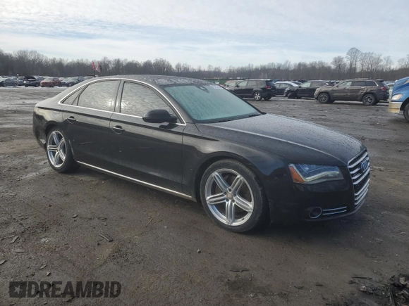 2013 Audi A8 3.0L with VIN WAUAGAFDXDN000657, listed as a Copart auction lot 42992755 with 154,426 mi miles and Salvage title. Bid and sale history available at DreamBid. Image 4.