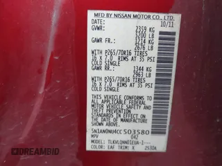 2012 Nissan Xterra X with VIN 5N1AN0NU4CC503580, listed as a IAAI auction lot 41012040 with 160,994 mi miles and . Bid and sale history available at DreamBid. Image 9.