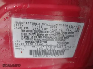 2013 Nissan Sentra SV with VIN 3N1AB7AP5DL777319, listed as a IAAI auction lot 41527870 with 1 mi miles. Bid and sale history available at carsss.com. Image 9.