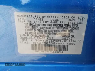 2023 Nissan Versa SV z VIN 3N1CN8EVXPL820278, wystawiony jako Copart lot #51494595 z przebiegiem 60 923 mil mil oraz Szkoda całkowita • Salvage title. Historia ofert i sprzedaży dostępna na DreamBid. Obrazek 12.