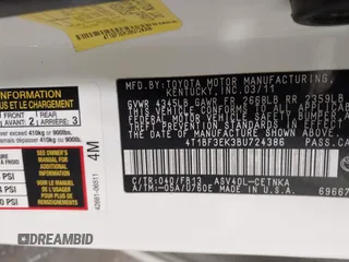 2011 Toyota Camry LE with VIN 4T1BF3EK3BU724386, listed as a IAAI auction lot 42046335 with 215,402 mi miles. Bid and sale history available at carsss.com. Image 9.