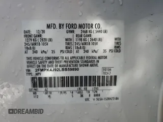 2020 Ford Edge SEL with VIN 2FMPK4J92LBB59890, listed as a Copart auction lot 48023155 with 0 mi miles and Non Repairable. Bid and sale history available at carsss.com. Image 13.
