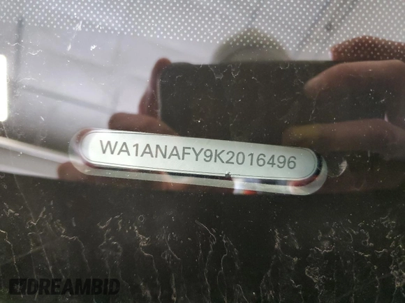 2019 Audi Q5 Premium with VIN WA1ANAFY9K2016496, listed as a Copart auction lot 54860595 with Not provided miles and Clean title. Bid and sale history available at DreamBid. Image 12.