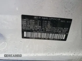 2022 Subaru Legacy Touring XT with VIN 4S3BWGP6XN3008770, listed as a Copart auction lot 49956495 with 12,102 mi miles and Non repairable. Bid and sale history available at DreamBid. Image 13.