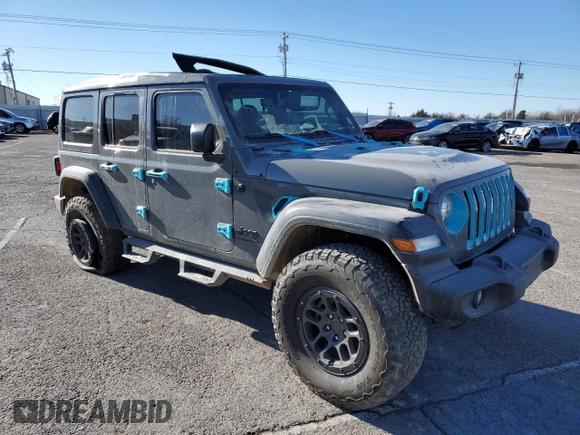 2023 Jeep Wrangler Sport S with VIN 1C4HJXDG3PW615858, listed as a Copart auction lot 85537124 with 16,718 mi miles and Salvage Title. Bid and sale history available at DreamBid. Image 4.
