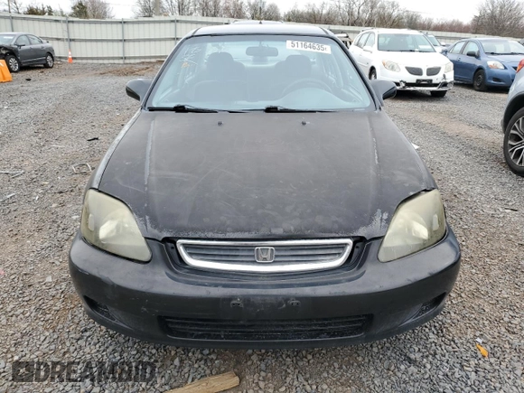 1999 Honda Civic LX with VIN 2HGEJ6677XH585273, listed as a Copart auction lot 51164635 with 184,874 mi miles and Salvage Title. Bid and sale history available at DreamBid. Image 5.