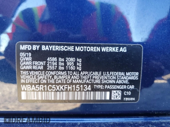 2019 BMW 3 Series 330i with VIN WBA5R1C5XKFH15134, listed as a Copart auction lot 49879055 with 16,605 mi miles and Salvage Title. Bid and sale history available at carsss.com. Image 13.