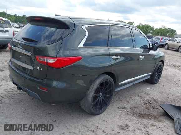 2013 Infiniti JX35 with VIN 5N1AL0MN8DC301195, listed as a IAAI auction lot 41886277 with 189,743 mi miles and . Bid and sale history available at DreamBid. Image 4.