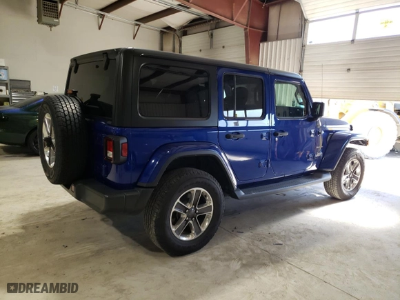2018 Jeep Wrangler Unlimited Sahara with VIN 1C4HJXEGXJW313893, listed as a Copart auction lot 49895945 with 113,480 mi miles and Salvage Title. Bid and sale history available at carsss.com. Image 3.