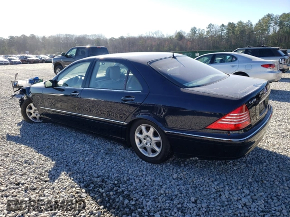 2002 Mercedes-Benz S-Class 4.3L with VIN WDBNG70J92A269984, listed as a Copart auction lot 46418465 with 0 mi miles and Salvage Title. Bid and sale history available at carsss.com. Image 2.