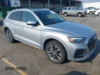 2021 Audi Q5 Premium with VIN WA1AAAFY4M2004691, listed as a IAAI auction lot 42393635 with 17,802 mi miles and . Bid and sale history available at DreamBid. Image 1.