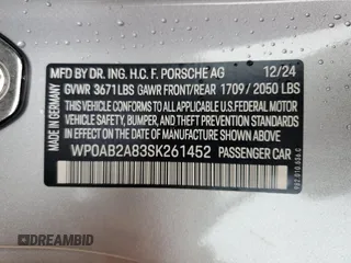 2025 Porsche Cayman S with VIN WP0AB2A83SK261452, listed as a Copart auction lot 51907845 with 462 mi miles and Salvage Title. Bid and sale history available at DreamBid. Image 12.