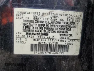 2012 Nissan Sentra S with VIN 3N1AB6AP9CL606999, listed as a Copart auction lot 52745775 with 172,568 mi miles and Salvage Title. Bid and sale history available at DreamBid. Image 14.