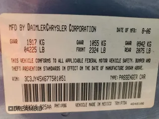 2007 Chrysler PT Cruiser with VIN 3C3JY45X67T501051, listed as a Copart auction lot 85005534 with 163,184 mi miles and Salvage Title. Bid and sale history available at carsss.com. Image 13.